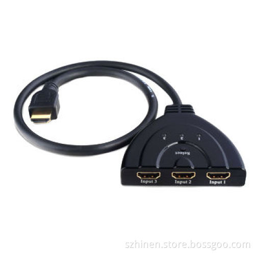 HDMI Switcher, 3x1 Pigtail Easily Switches Three Sources to One Display